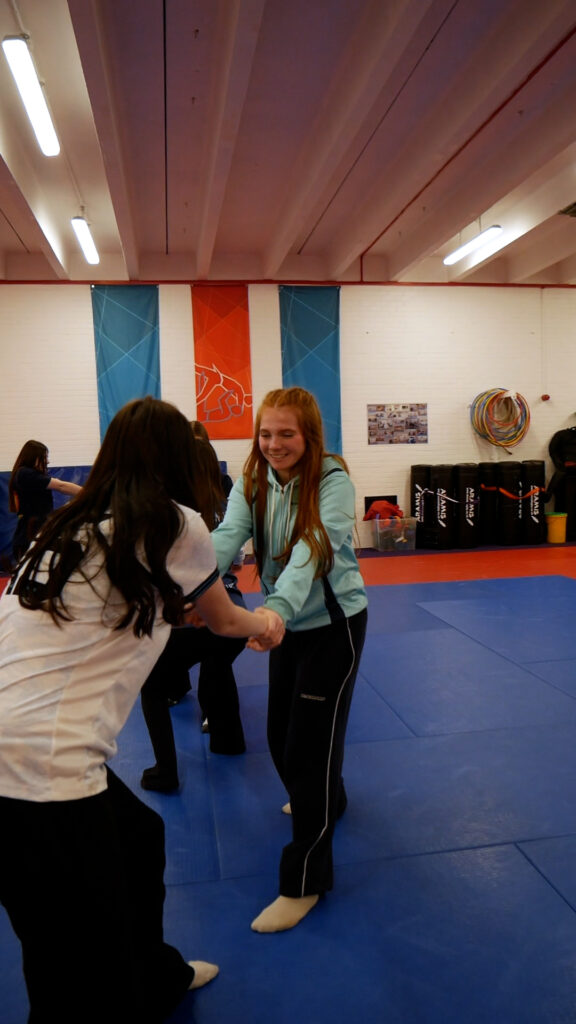 Teenage girls at a self defence lesson in Medway